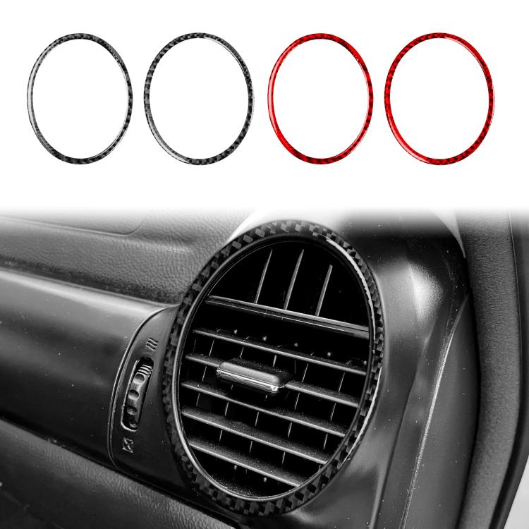 Circular vent trim stickers set: black and red carbon-fiber bordered rings