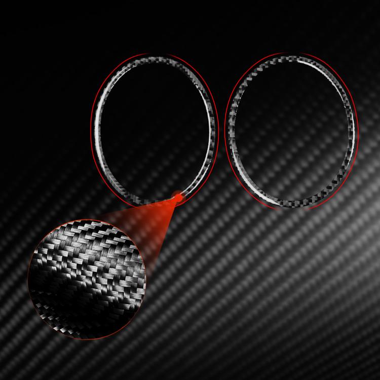 Carbon-fiber circular vent trim stickers with red border accent