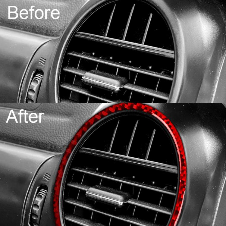 Red-bordered circular vent trim sticker installed on dashboard air vent