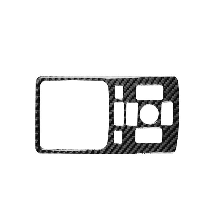 Center console panel sticker, black carbon fiber-style with white control cutouts