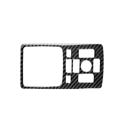 Center console panel sticker, black carbon fiber-style with white control cutouts