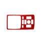 Center console panel sticker, red carbon fiber-style with white control cutouts
