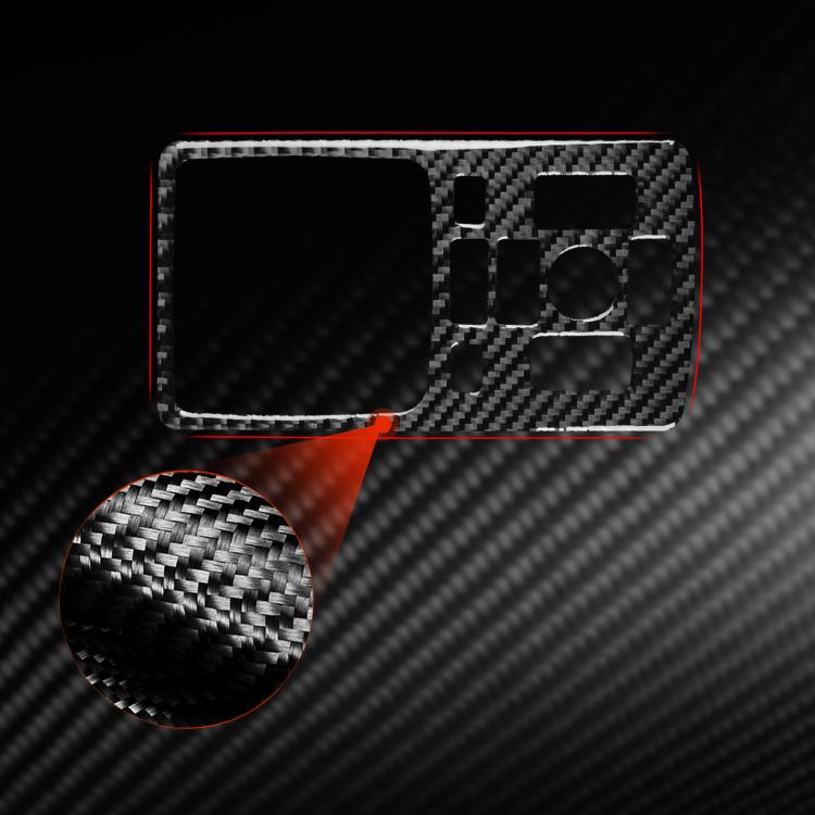 Center console panel sticker, black carbon fiber-style with red edge trim