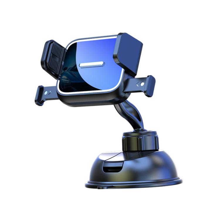Car phone mount with blue cradle and adjustable vent side clamps, suction base
