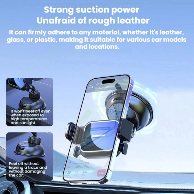 Suction car phone holder with vent mount and blue cradle, secure clamp arms