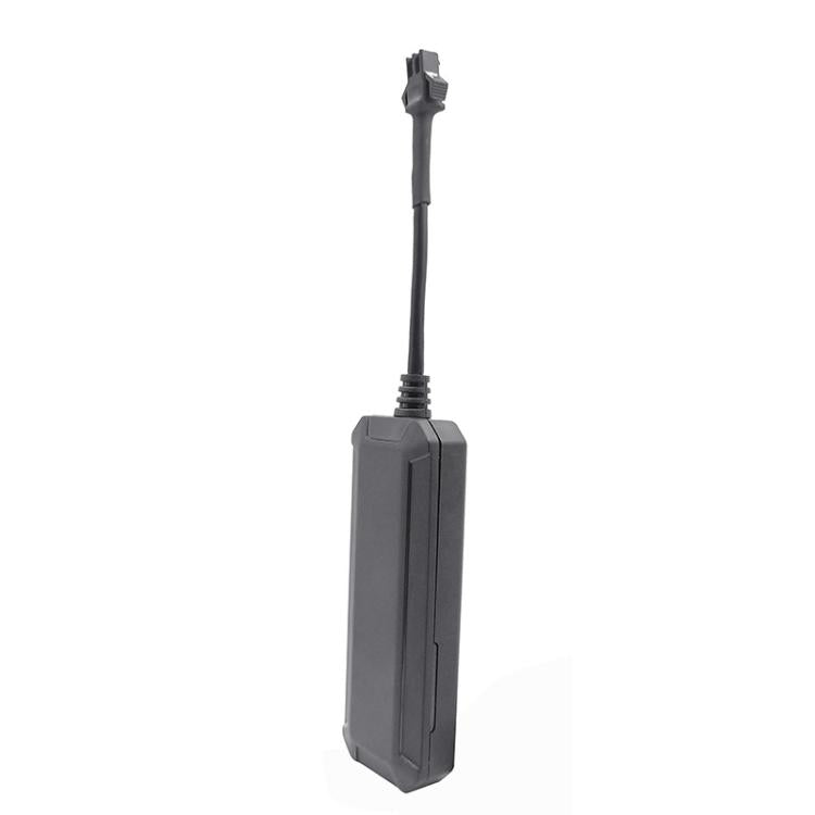 GPS anti-theft tracker, dark rectangular unit with attached antenna lead