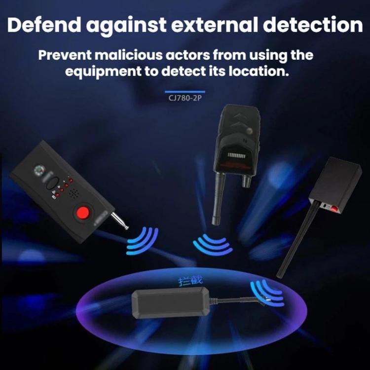 GPS anti-theft tracker with antenna port and connected cable, dark rectangular body