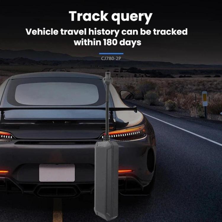 Vehicle GPS anti-theft tracker mounted on dashboard with vertical antenna