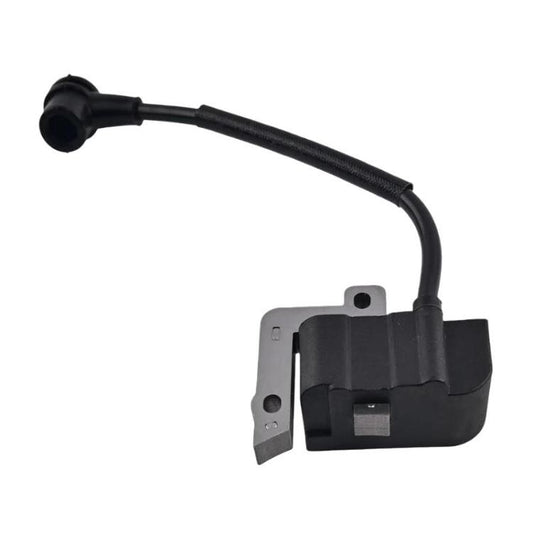 High-voltage ignition coil with black spark plug wire and mounting bracket