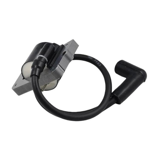 Ignition coil module with black spark plug leads, black housing, and gray bracket