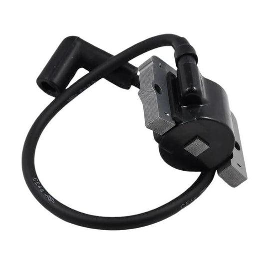 Ignition coil module with black wire harness and metal mounting bracket