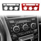 Black and red carbon-fiber air conditioning control panel stickers with knob cutouts
