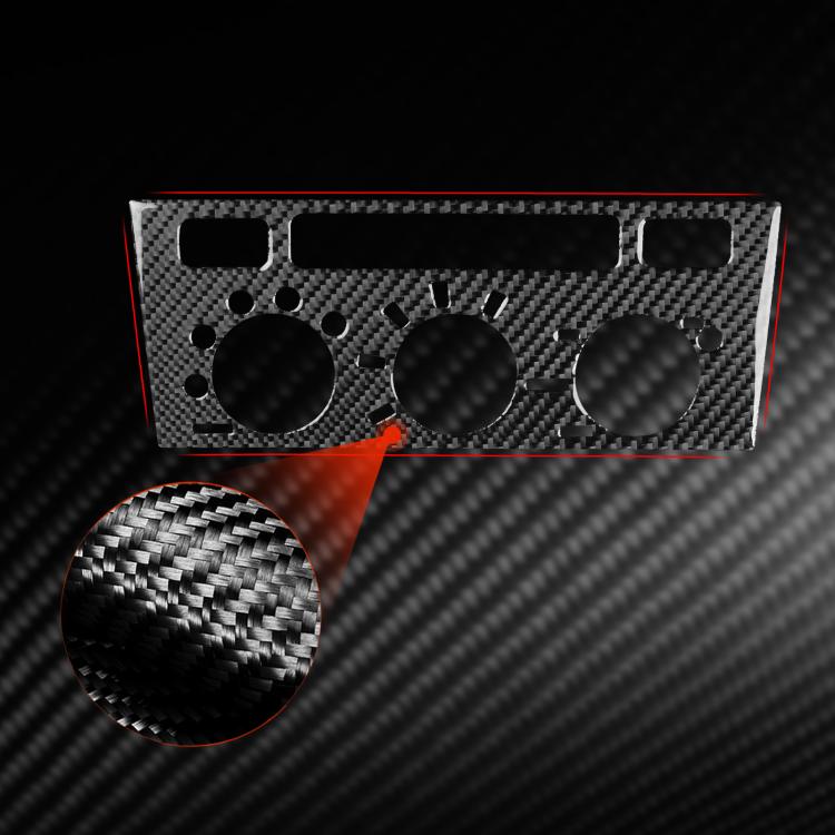 Black carbon-fiber air conditioning control panel sticker with three knob cutouts