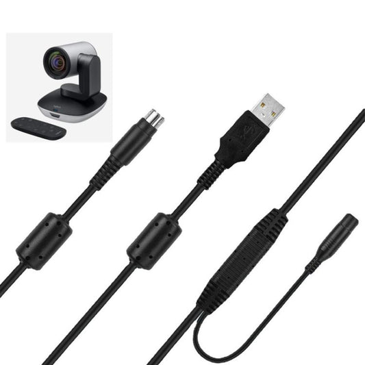 Black 2-in-1 power and data cable with USB and power connector ends