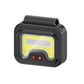 Black portable LED headlamp/work light with magnetic back and red indicator buttons