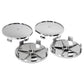 Silver wheel hub center caps set (68mm outer diameter), 4-pack, snap-in clips