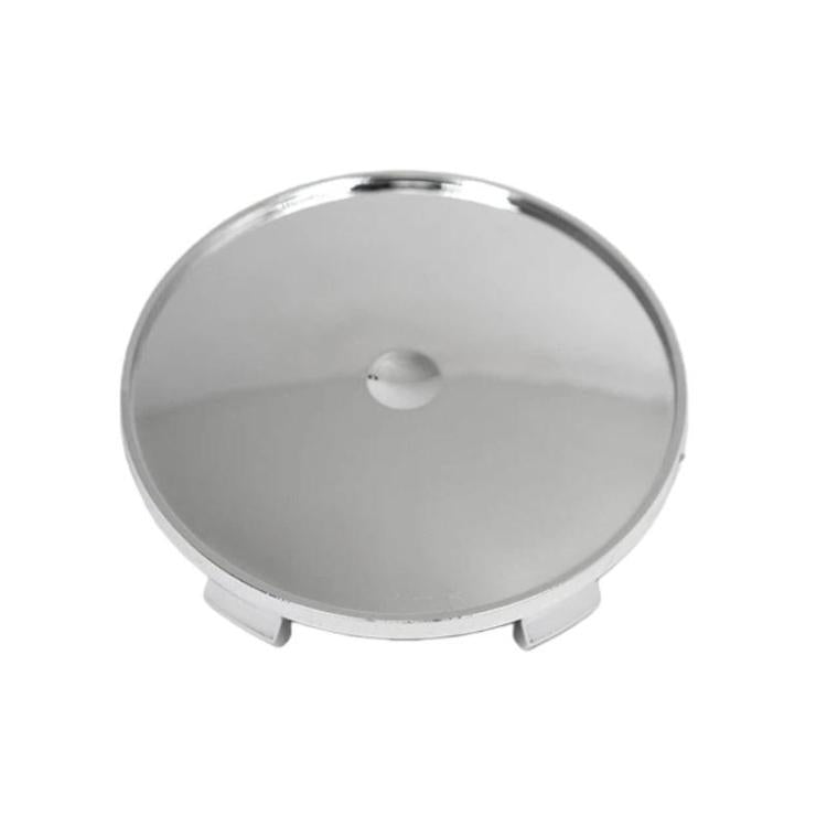 Silver wheel hub center cap with center opening and mounting tabs (68mm)