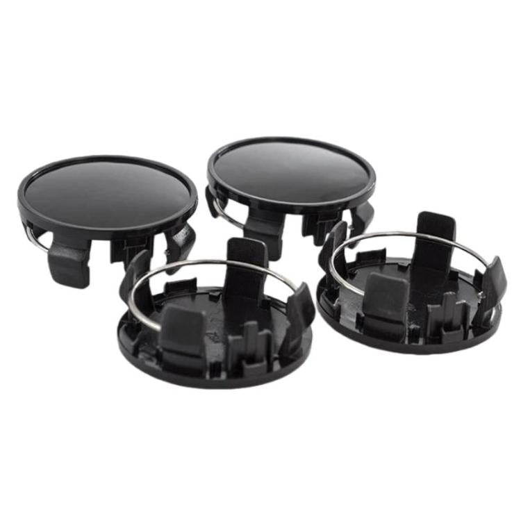 Black wheel hub center caps set of 4, with spring clips on the underside