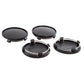 61mm wheel hub center caps set of 4, black plastic base with dark center