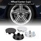 Wheel hub center cap set, black and silver 51mm OD, snap-in design