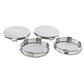 Electroplated wheel hub center caps, 65mm outer diameter, 4-pack set with mounting clips