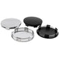 Mixed wheel hub center caps set: electroplated silver and black, 65mm outer diameter