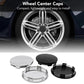 Wheel center cap set on a rim: electroplated silver and black 65mm caps