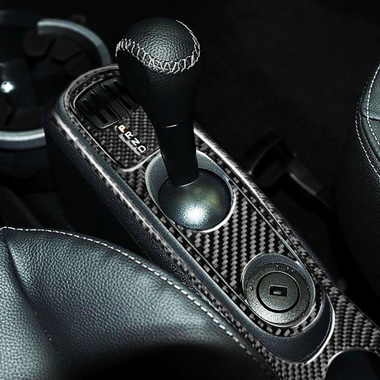 Black carbon-fiber style gearshift and armrest sticker set with red trim