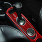Red carbon-fiber style gearshift and armrest sticker set with black accents