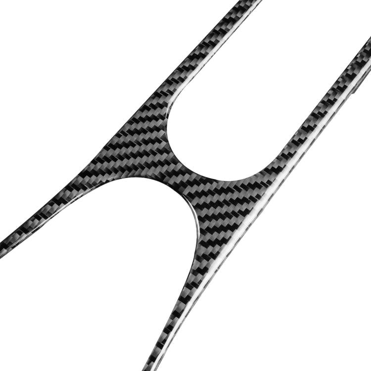 Black carbon-fiber pattern adhesive trim piece with curved cutout