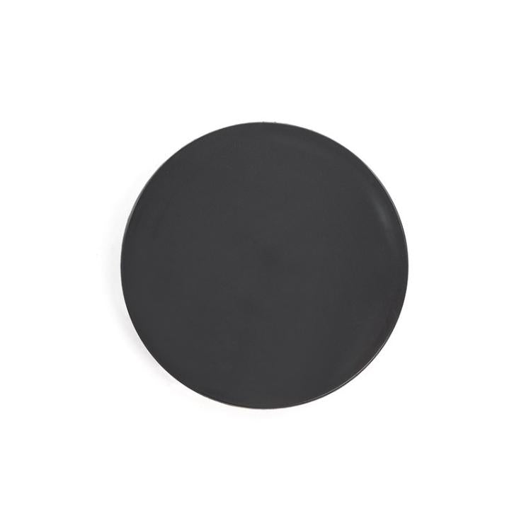 Black wheel hub center cap, smooth round face, 55mm outer diameter