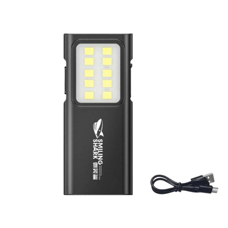 SMILING SHARK mini COB flood work light, black with 4x6 LED panel and power cable