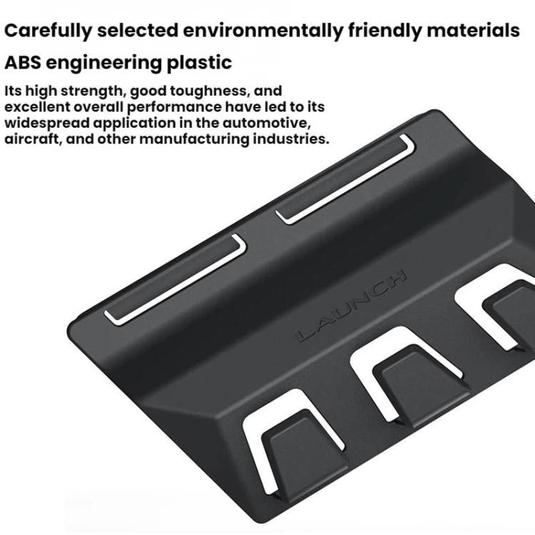 Black concealed trunk hook plate with long slot and three U-shaped hook cutouts
