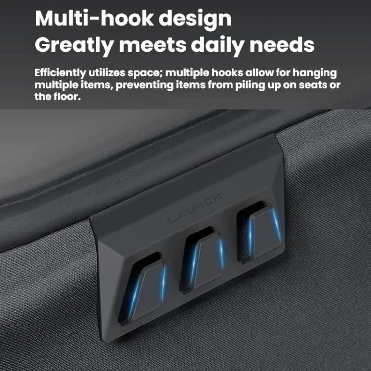 Multi-hook trunk insert with four concealed hook openings on dark cargo panel