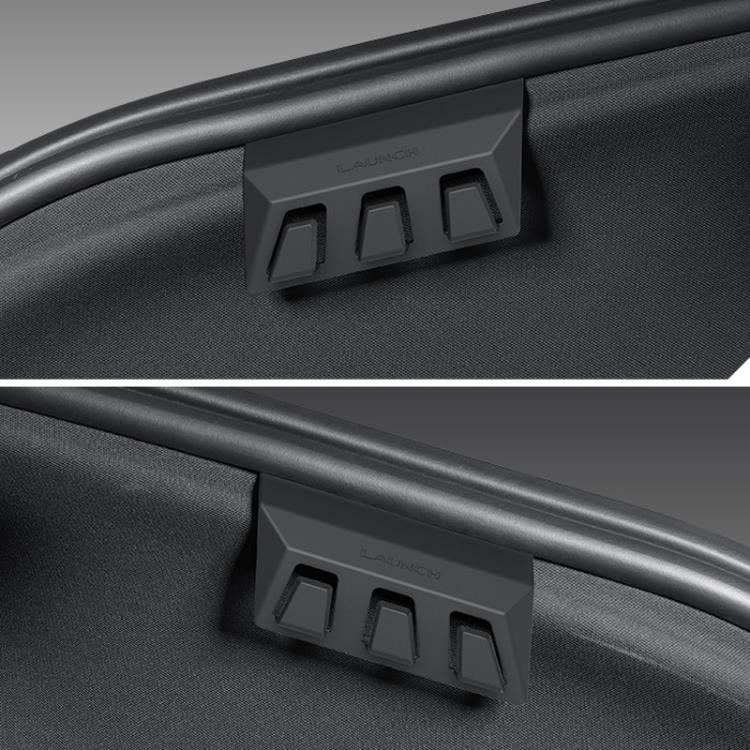 Installed black concealed trunk hook panel with three rectangular openings