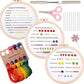 3-in-1 embroidery starter kit with three stitched pattern hoops, scissors, needles, and floss