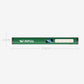 Green flashlight shown side profile with power display and white light strip