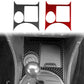 Black and red carbon-fiber ashtray frame trim stickers with circular and square cutouts