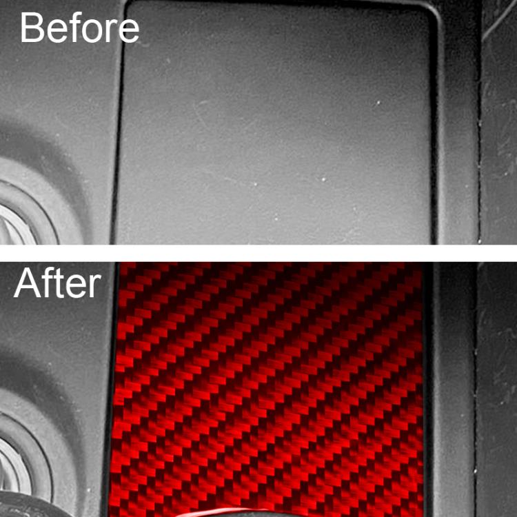 Red carbon-fiber ashtray panel sticker covering a console opening