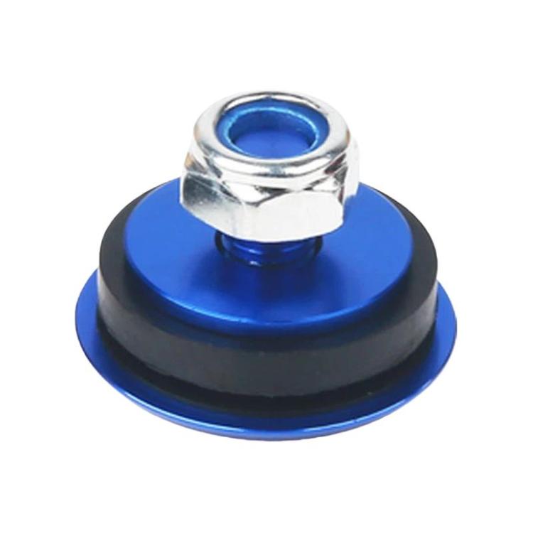 Rear wiper blanking plug with blue cap and chrome mounting nut, black base