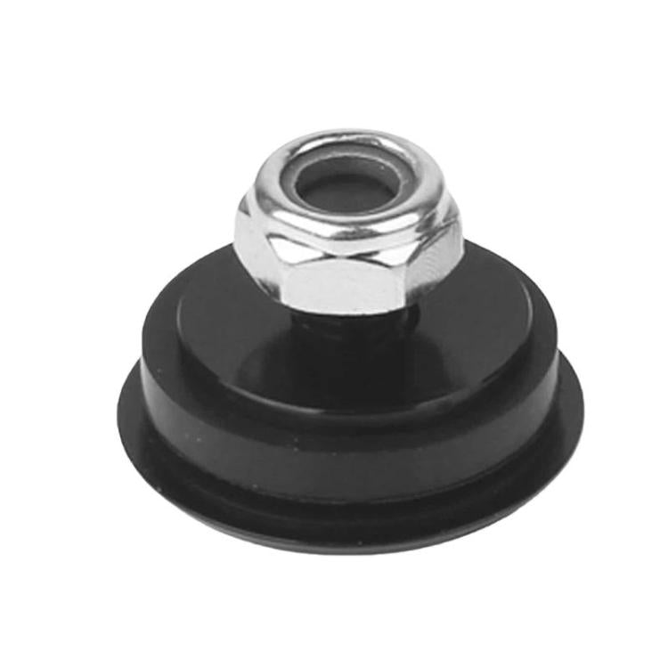 Rear wiper blanking plug with black cap and chrome mounting nut, black base