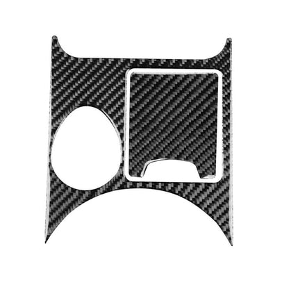 Black carbon-fiber ashtray panel sticker with circular and rectangular cutouts
