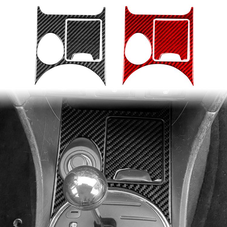 Ashtray panel sticker pair in black and red carbon-fiber with cutouts