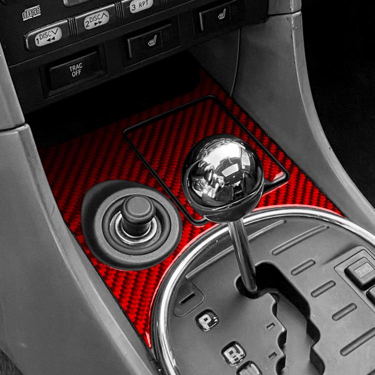 Red carbon-fiber ashtray panel sticker set with circular cup and rectangular slot