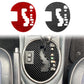 Carbon fiber gear shift panel sticker, black round insert with cutout and gear icon