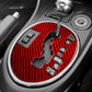 Gear shift panel overlay sticker, red carbon fiber round insert with gear icons