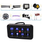 Black spotlight control switch panel with illuminated icons for light bar, fan, backup, and more