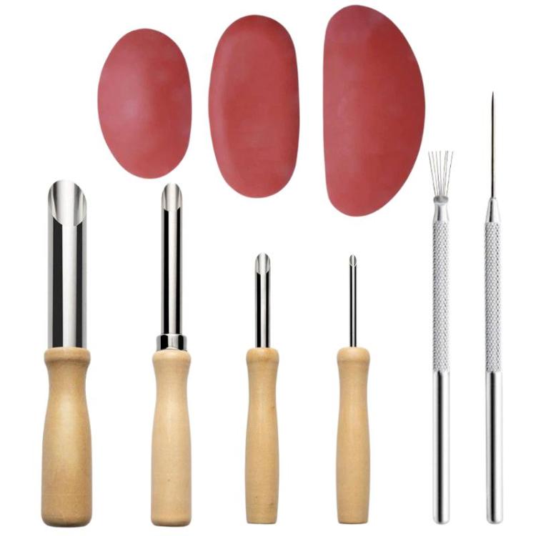 Clay sculpting needle tool set, 9pcs with wooden handles and metal needle ends