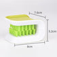 Compact knife cleaning brush with green bristles, 8 x 7.6 x 5.2 cm