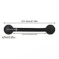 Black leather magnetic hat clip, elongated strap with round ends; dimensions shown